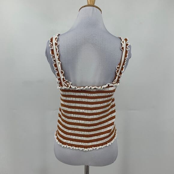 Veronica Beard Tank Top Womens M Medium Multi Averie Shirred Striped Smocked - Picture 5 of 11